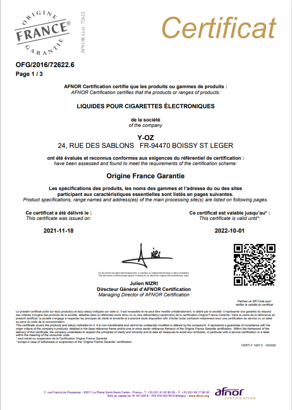 Certification Afnor 1